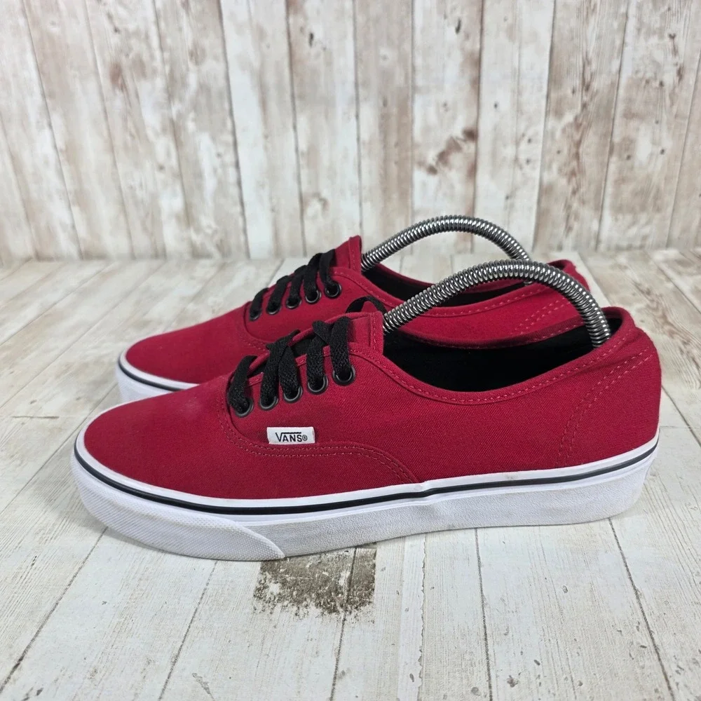 Vans‎ Authentic Rumba Red Canvas Low Top Skate Shoes Womens 10.5 Mens 9.0